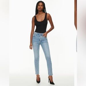 DENIM FORUM The Yoko High Rise Slim Stretch Cigarette Light Wash Jean Button Fly